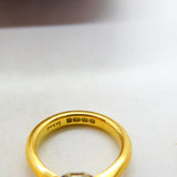 22ct Yellow Gold, Aquamarine & Diamond Floral Band Ring 1933 Birmingham