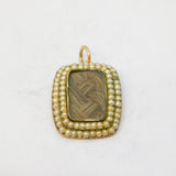 Early-Victorian 10ct Gold, Seed Pearl, Hair Set Mourning Pendant Antique 1839