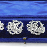 Victorian Sterling Silver Britannia Pattern Dress Buttons Antique 1901 London