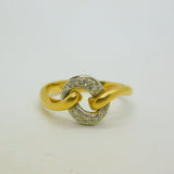 18ct Yellow Gold & Diamond Set Crossover Ring Vintage 1980 London