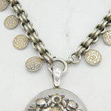 Victorian Sterling Silver Flower & Cherub Pattern Collar Locket Necklace Antique