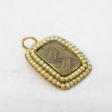 Early-Victorian 10ct Gold, Seed Pearl, Hair Set Mourning Pendant Antique 1839