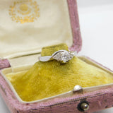 18ct White Gold & 0.4ct Diamond Crossover Ring Vintage c1970 Size K 1/2 UK