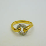 18ct Yellow Gold & Diamond Set Crossover Ring Vintage 1980 London