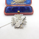 Aesthetic Movement Sterling Silver Guitar Musical Brooch 1889 Birmingham
