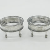 George III Pair Sterling Silver Paw Foot Foral Salt Cellars Antique 1786 London