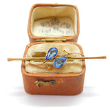 Edwardian 9ct Yellow Gold Blue Sapphire Paste Crossover Brooch c1910 Antique