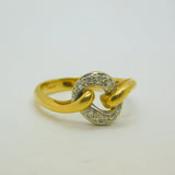 18ct Yellow Gold & Diamond Set Crossover Ring Vintage 1980 London