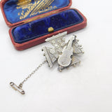 Aesthetic Movement Sterling Silver Guitar Musical Brooch 1889 Birmingham