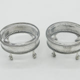 George III Pair Sterling Silver Paw Foot Foral Salt Cellars Antique 1786 London