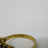 9ct Yellow Gold, Sapphire & Opal Three-Tier Dress Ring Vintage 1979 London