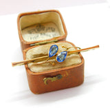 Edwardian 9ct Yellow Gold Blue Sapphire Paste Crossover Brooch c1910 Antique
