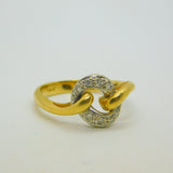18ct Yellow Gold & Diamond Set Crossover Ring Vintage 1980 London