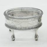 George III Pair Sterling Silver Paw Foot Foral Salt Cellars Antique 1786 London