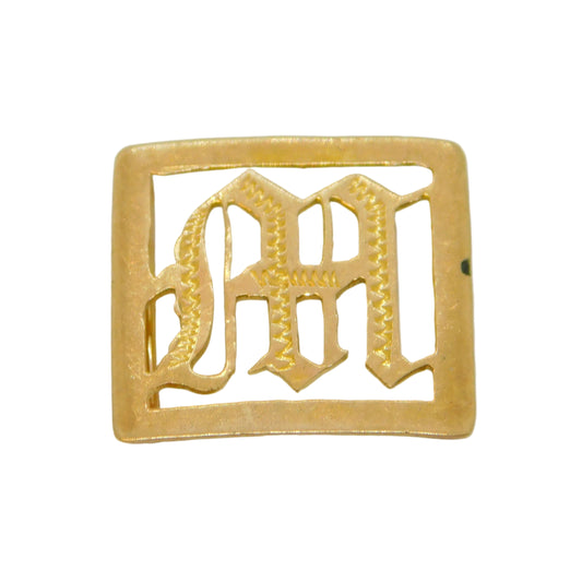 Victorian 9ct Yellow Gold 'M' Initial Mourning Bracelet Charm Antique c1900
