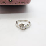 18ct White Gold & 0.4ct Diamond Crossover Ring Vintage c1970 Size K 1/2 UK