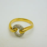 18ct Yellow Gold & Diamond Set Crossover Ring Vintage 1980 London