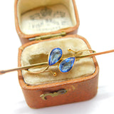 Edwardian 9ct Yellow Gold Blue Sapphire Paste Crossover Brooch c1910 Antique