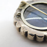 Victorian Sterling Silver Lily Flower Mourning Locket Brooch Antique c1880