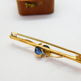 Edwardian 9ct Yellow Gold Blue Sapphire Paste Crossover Brooch c1910 Antique