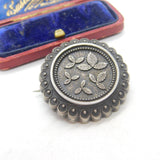 Victorian Sterling Silver Oak Leaf Sweetheart Brooch Pin Antique c1880