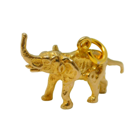 9ct Yellow Gold Cast Good Luck Elephant Charm Pendant Vintage 1966 London
