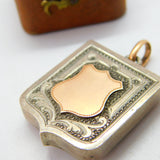 Victorian 18ct Rose Gold & Sterling Silver Locket Fob Pendant c1880 Antique