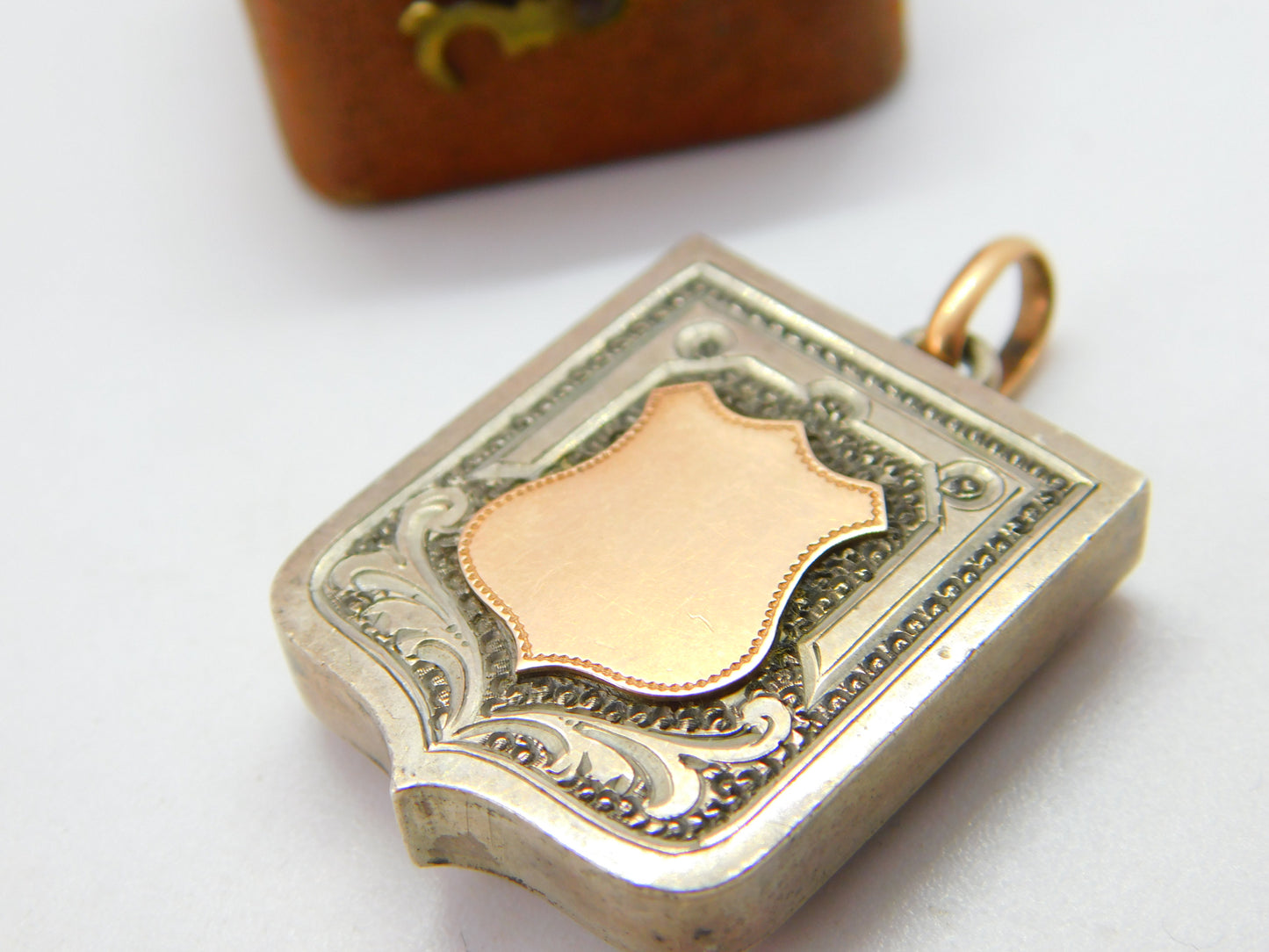 Victorian 18ct Rose Gold & Sterling Silver Locket Fob Pendant c1880 Antique