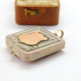 Victorian 18ct Rose Gold & Sterling Silver Locket Fob Pendant c1880 Antique