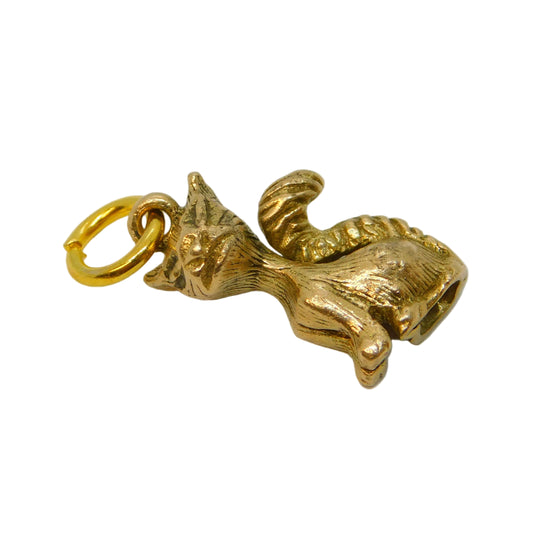 9ct Yellow Gold Cast Siamese Cat Charm Pendant Vintage 1975 London