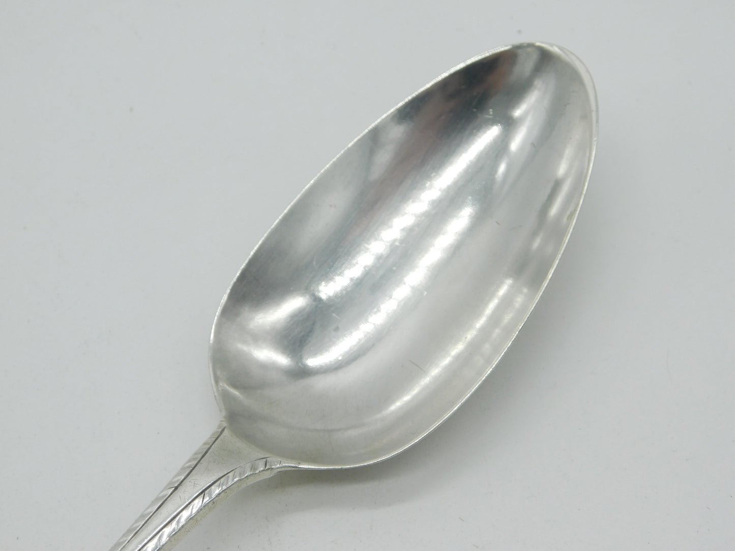 George II Sterling Silver Bright Cut Monogram Serving Spoon Antique 1754 London