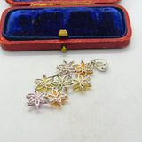9ct White Gold & Multi-Coloured Sapphire Large Floral Pendant Vintage c1990