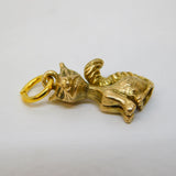 9ct Yellow Gold Cast Siamese Cat Charm Pendant Vintage 1975 London
