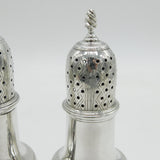 George III Pair of Sterling Silver Muffineer Sugar Casters Antique 1779 London