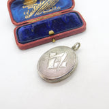 Victorian Sterling Silver Masonic Compass Locket Pendant Antique c1890