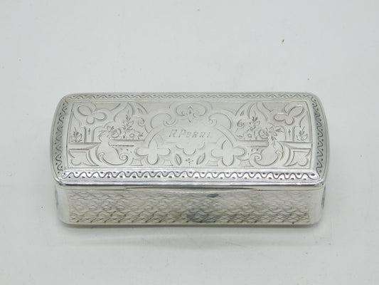 French Georgian Sterling Silver Floral Pattern Snuff Box c1820 Paris Cérès Marks