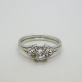 French 18ct White Gold & 0.2ct Diamond Solitaire Ring Antique c1920 Art Deco
