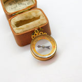 Edwardian 9ct Gold Working Travel Compass Fob Pendant 1906 Antique Birmingham