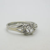 French 18ct White Gold & 0.2ct Diamond Solitaire Ring Antique c1920 Art Deco
