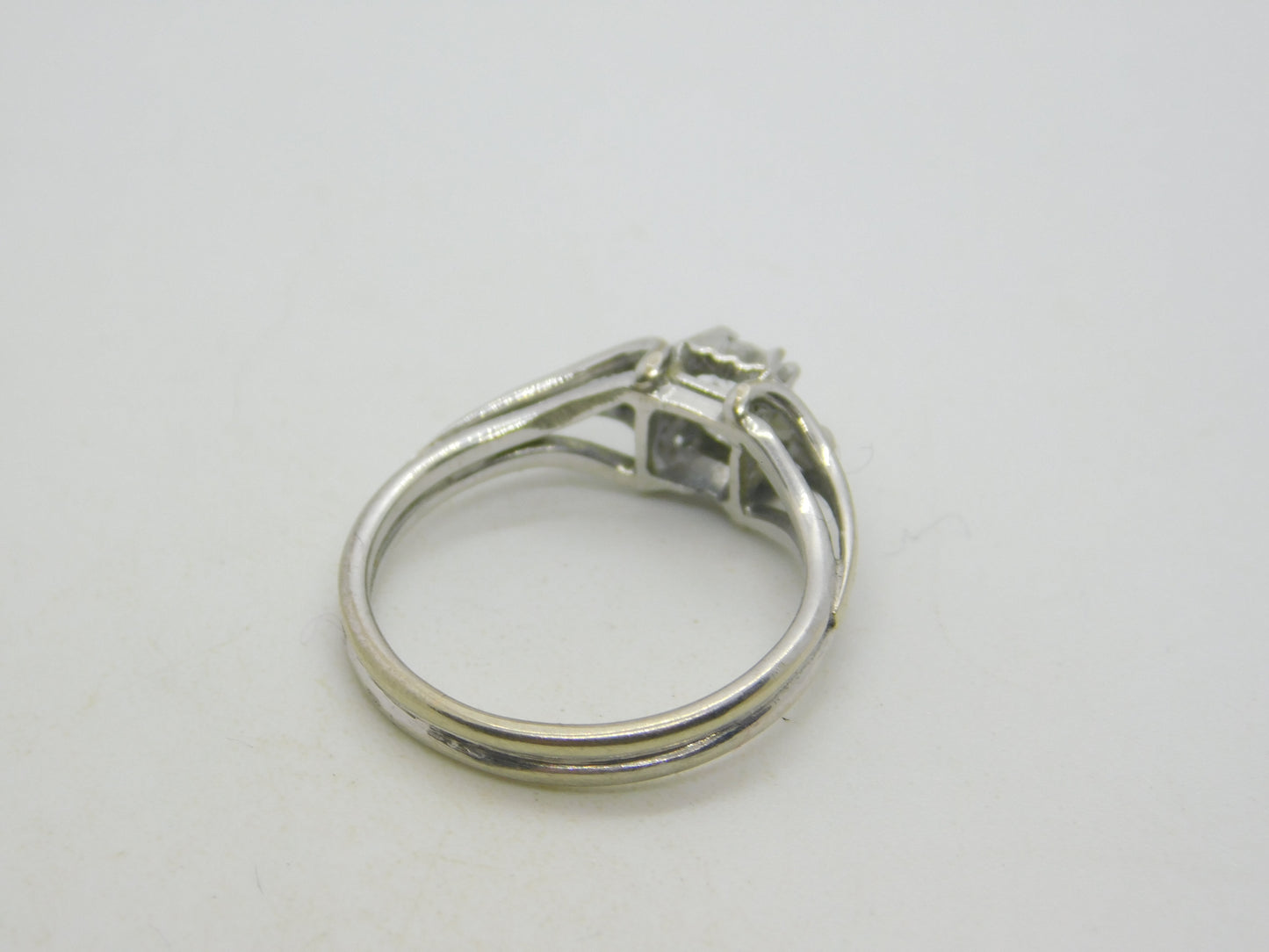 French 18ct White Gold & 0.2ct Diamond Solitaire Ring Antique c1920 Art Deco