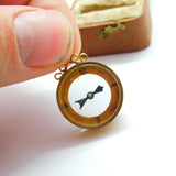 Edwardian 9ct Gold Working Travel Compass Fob Pendant 1906 Antique Birmingham