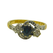 18ct Yellow Gold, Sapphire & Diamond Engagement Ring Vintage 1965 Birmingham