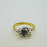 18ct Yellow Gold, Sapphire & Diamond Engagement Ring Vintage 1965 Birmingham