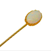 Victorian 18ct Yellow Gold Cabochon White Opal Stick Pin Antique c1890