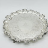 Large William IV Sterling Silver Floral Crested Salver Dish 1837 London Antique
