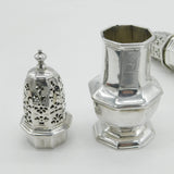 George I Pair of Sterling Silver Muffineer Sugar Casters Antique 1726 London