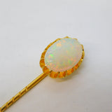 Victorian 18ct Yellow Gold Cabochon White Opal Stick Pin Antique c1890