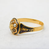 Victorian 18ct Gold Black Enamel 'In Memory Of' Mourning Ring Antique 1870 Birmingham