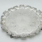 Large William IV Sterling Silver Floral Crested Salver Dish 1837 London Antique