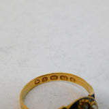 Victorian 18ct Gold Black Enamel 'In Memory Of' Mourning Ring Antique 1870 Birmingham